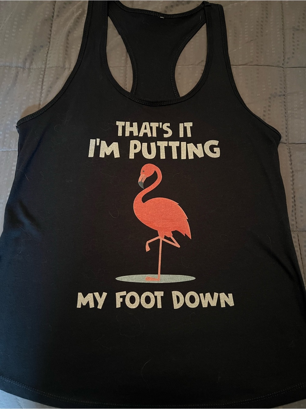Women's Black Graphic Tank Swim Cover-Up with Pink Flamingo